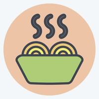 Icon Noodles. related to Breakfast symbol. color mate style. simple illustration vector