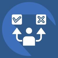 Icon Decide. related to Choice symbol. long shadow style. simple illustration vector