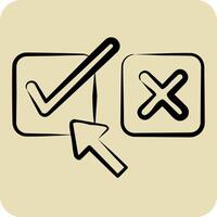 Icon Right Choice. related to Choice symbol. hand drawn style. simple illustration vector