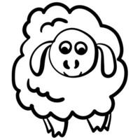 Outline sheep in doodle style, simple coloring page with cute farm animal front view vector