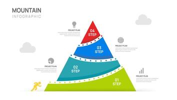 Infographic Business 4 steps growth design template. Business Mountain concept vector