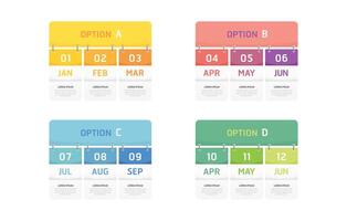 Infographic template for business. 12 Months modern Timeline element diagram calendar, 4 quarter steps option infographic. vector