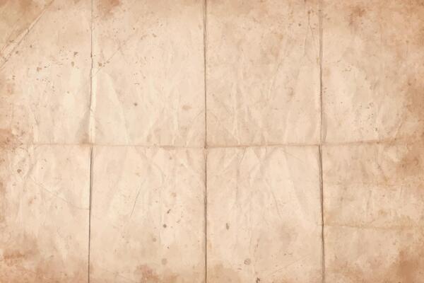 Folded old paper texture, brown vintage paper sheet background with space for text