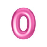 Pink metallic number 0. Foil and latex balloon number zero in 3d style. Realistic design elements isolated on white background. illustration vector