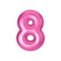 Pink metallic number 8. Foil and latex balloon number eight in 3d style. Realistic design elements isolated on white background. illustration vector