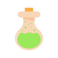 Laboratory flask. Chemistry flask icon. Science technology. Lab test equipment. Flat cartoon style. vector