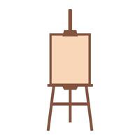 Wood easel stand with art board. Presentation board on a tripod. Artwork mockup, template. Flat cartoon style. vector