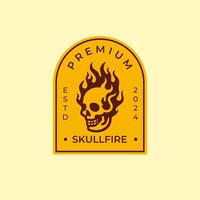 skull flaming silhouette badge logo vector