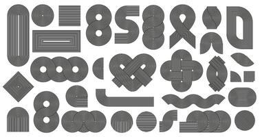 Geometric stripe line shapes. Zen pattern stripes, intricate knot and loop shape. Nordic stroke lines, minimal abstract figures and decorative elements set vector