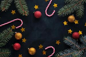 Abstract New Year and Christmas dark background with place for your text. photo