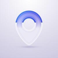 Location pin icon. Symbol of GPS and navigation, social networks, mobile applications, in glassmorphism style. vector