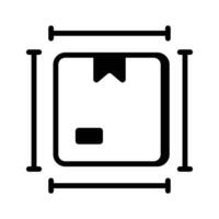 Package box with ruler scale showing concept icon of package dimensions, parcel measurement vector