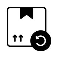 an icon with dispatched package and opposite direction arrows showing concept icon of reorder vector