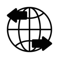 Icon representing global exchange with arrows and a globe, ideal for trade concepts vector