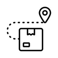 Package parcel with map pin showing concept icon of delivery route, delivery tracking vector