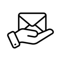 Hand holding an envelope symbolizing email delivery or message service icon vector