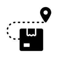 Package parcel with map pin showing concept icon of delivery route, delivery tracking vector