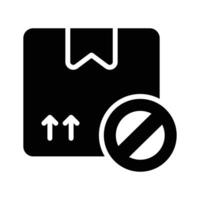 Icon showing a package with a prohibition symbol, representing restricted shipments vector