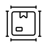 Package box with ruler scale showing concept icon of package dimensions, parcel measurement vector