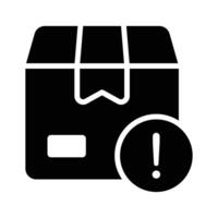 Exclamation mark with parcel package symbolizing concept icon of parcel warning vector