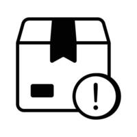 Exclamation mark with parcel package symbolizing concept icon of parcel warning vector
