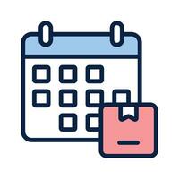 Calendar with package denoting concept icon of parcel date, parcel schedule design vector