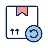 an icon with dispatched package and opposite direction arrows showing concept icon of reorder vector