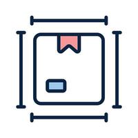 Package box with ruler scale showing concept icon of package dimensions, parcel measurement vector