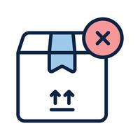 Parcel with cross sign showing concept icon of rejected order vector