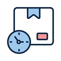 Cardboard with watch showing concept icon of parcel processing time vector