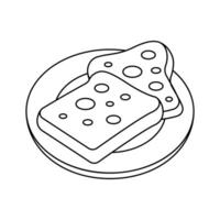 Breakfast, snacks, bakery, toasted bread with butter design vector