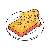 Breakfast, snacks, bakery, toasted bread with butter design vector