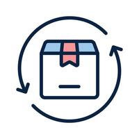 Box with arrow, concept icon of parcel return in trendy style vector