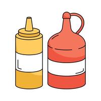 Ketchup and mustard bottles, sauce container design vector