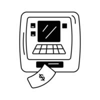 Automated banking transactions and withdrawals, atm machine vector