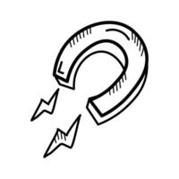 Physics magnet icon in modern doodle style, scalable of attraction vector