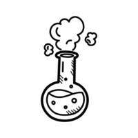 Boiling flask doodle icon, a round bottom flask used for heating and boiling liquids vector