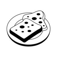 Breakfast, snacks, bakery, toasted bread with butter design vector