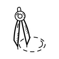Geometry, measurement and precise, geometrical compass doodle icon. vector