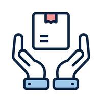 Parcel on hand showing concept icon of parcel care icon vector