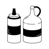 Ketchup and mustard bottles, sauce container design vector