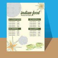Organic flat rustic restaurant vertical menu template with photo vector