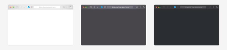 Realistic computer browser or laptop window mockup set. vector