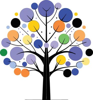 Abstract tree with colorful leaves