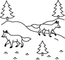 Help kids learn about Fox with this fun and educational coloring book vector