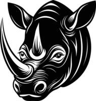 A striking rhinoceros head illustration with a focus on sharp contrasts and strong shading vector