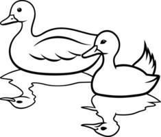 duck and duckling foe kids coloring book vector