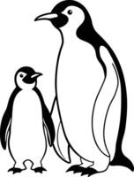 two penguins on a rock vector