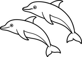 Kids will enjoy hours of fun with Dolphin line art coloring book vector