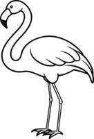 A charming flamingo coloring page for children, with bold black and white lines for a fun and easy coloring experience vector